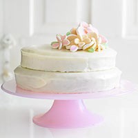 Orange chiffon cake with marshmallow flowers