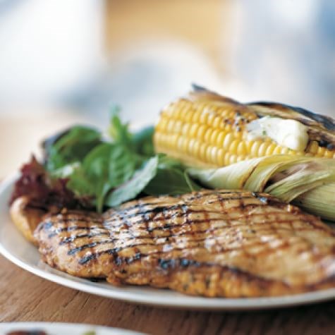 Orange-chipotle chicken with corn
