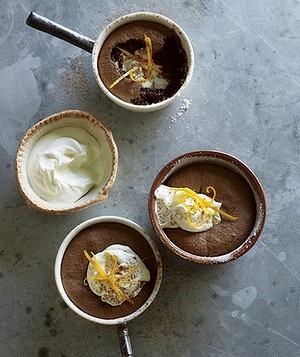 Orange, chocolate and hazelnut puddings