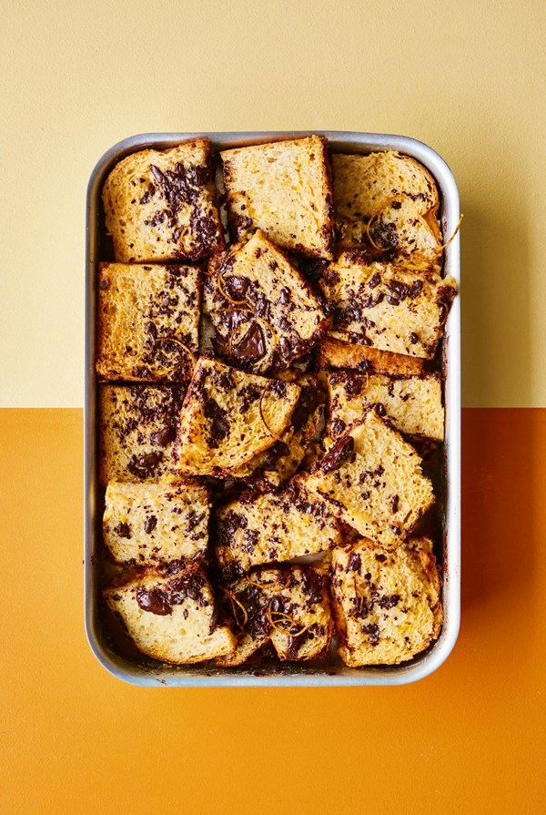 Orange chocolate chip bread & butter pudding