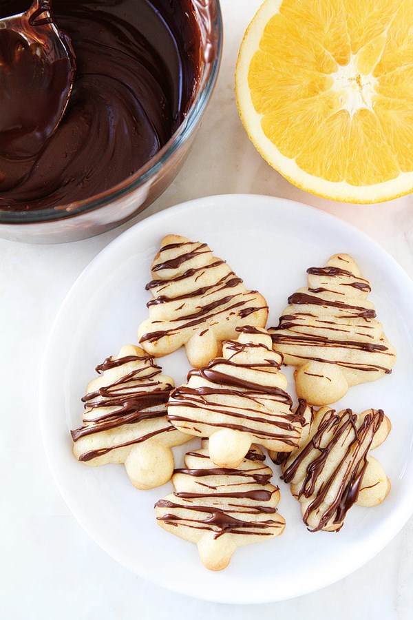 Orange chocolate spritz cookies