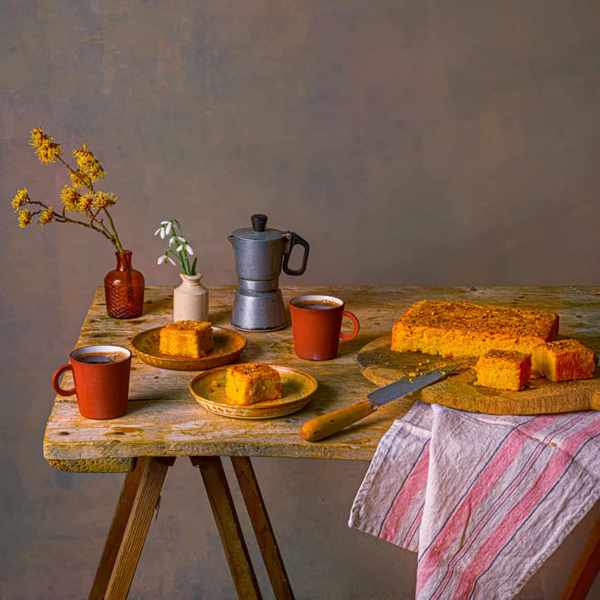 Orange, coriander seed and honey polenta cake