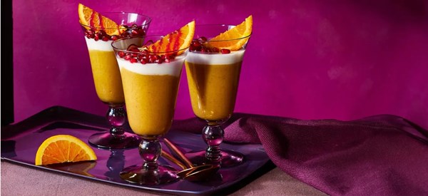 Orange cornmeal pudding with coconut 