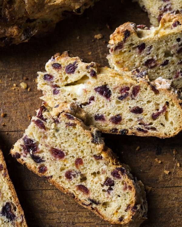 Orange-cranberry soda bread with white chocolate chunks