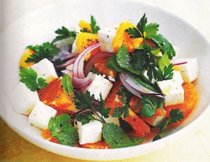 Orange, feta and herb salad