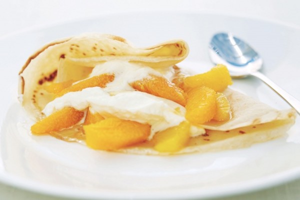 Orange flambéed crêpes