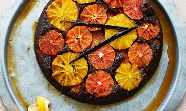 Orange, ginger and rye upside-down cake