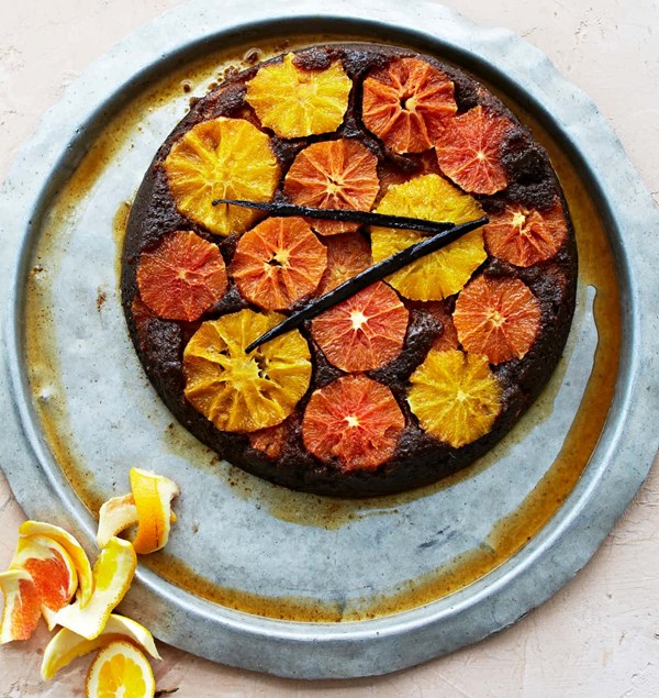 Orange, ginger and rye upside-down cake
