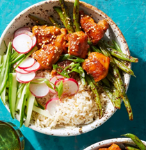 Orange-ginger chicken bowls