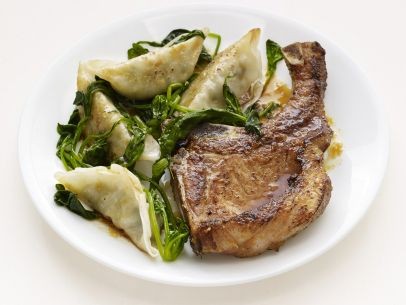 Orange-ginger pork chops with dumplings