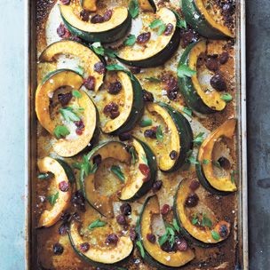 Orange-glazed acorn squash and cranberries
