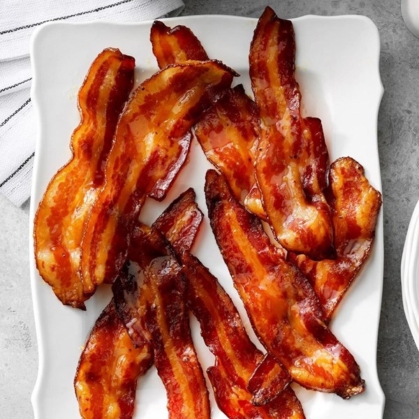 Orange-glazed bacon