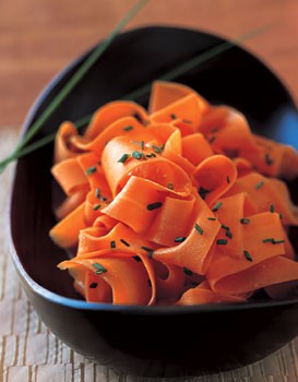Orange-glazed carrot ribbons