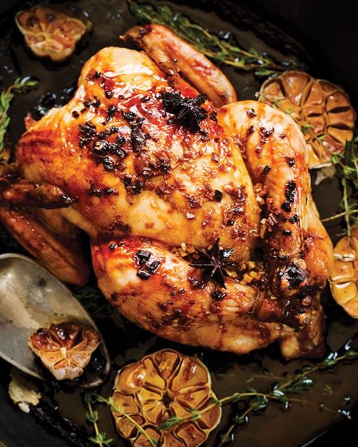 Orange-glazed chicken