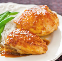 Orange-glazed chicken