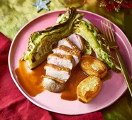 Orange-glazed duck with duck fat fondant potatoes