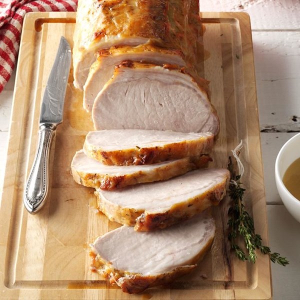 Orange-glazed pork loin