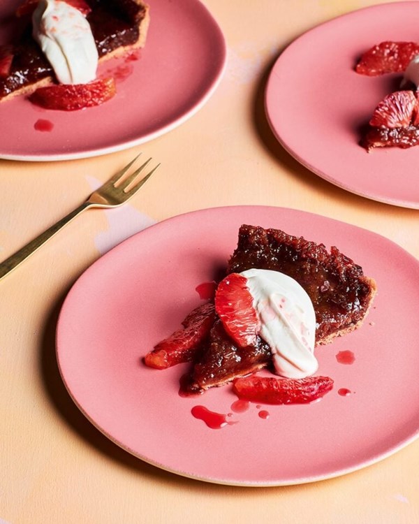Orange hot cross bun treacle tart