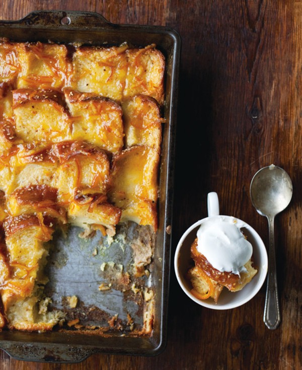 Orange marmalade bread and butter pudding