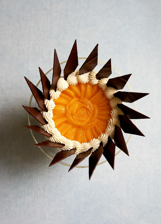 Orange mousse with chocolate wafers