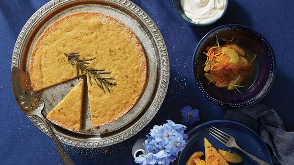 Orange, olive oil, and rosemary cake