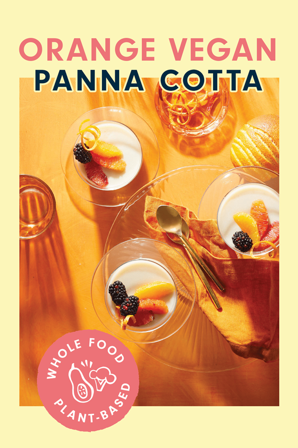 Orange panna cotta with blackberries 