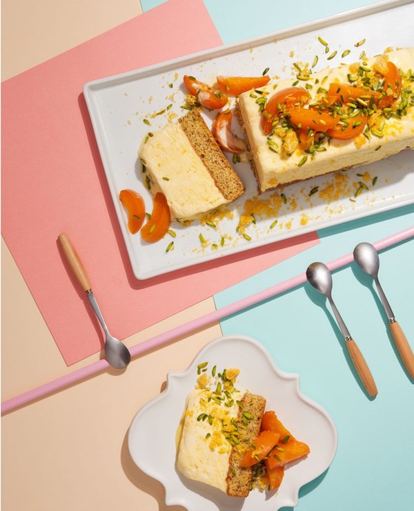 Orange parfait with pistachio & apricot