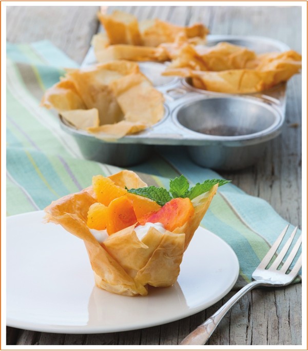 Orange-peach phyllo cups