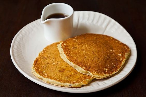 Orange pecan pancakes with Depression syrup