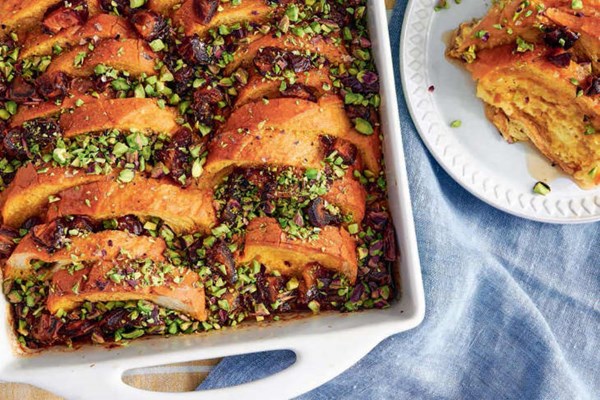 Orange-pistachio French toast casserole