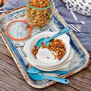 Orange, pumpkin seed, and smoked almond granola with Greek yogurt