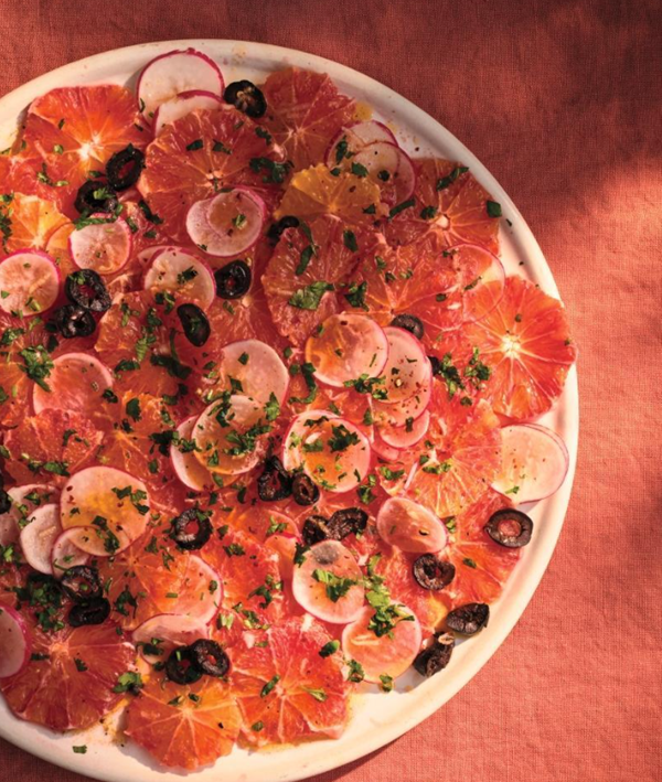 Orange, radish, and olive salad