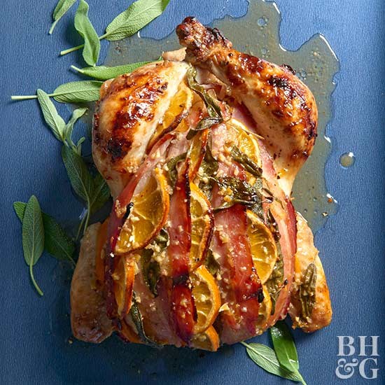 Orange-roasted chicken