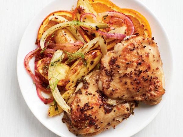 Orange roasted chicken thighs