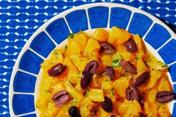 Orange salad with black olives