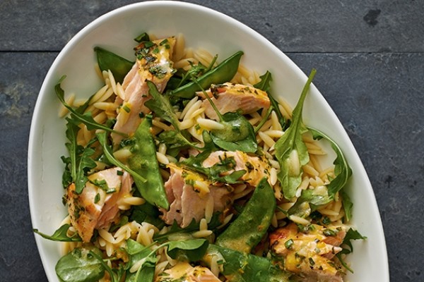 Orange, salmon and orzo salad