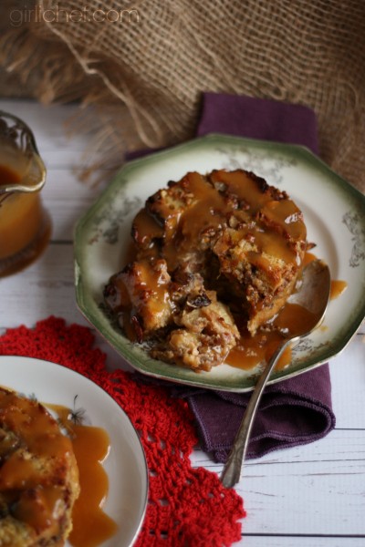 Orange-scented bread pudding with hard sauce for two 