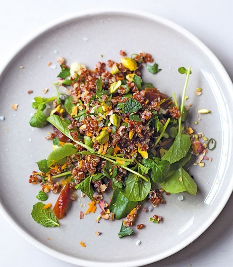 Orange-scented quinoa salad with pistachios and dates