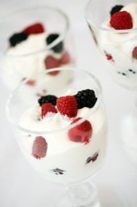 Orange-scented white chocolate-raspberry mousse
