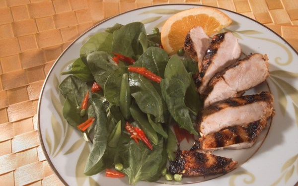 Orange-sesame glazed barbecue chicken 