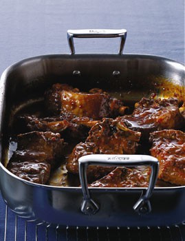 Orange-soy-braised pork ribs