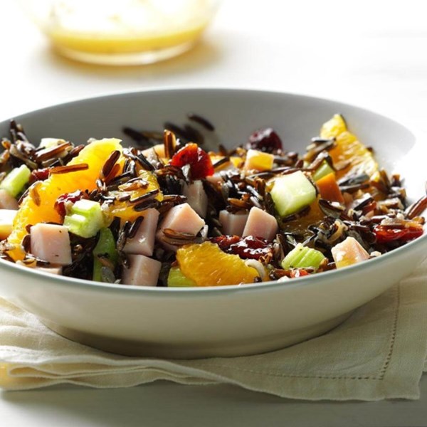 Orange-wild rice salad with smoked turkey