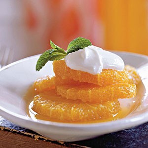 Oranges with caramel and cardamom syrup
