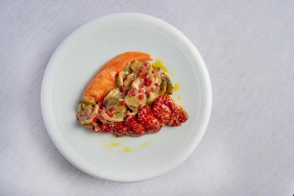 Orecchiette of native lobster, raspberries, cumin and herbs