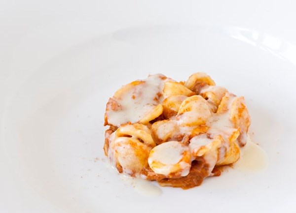 Orecchiette pasta with 30 hour ragù and Canestrato cheese fondue