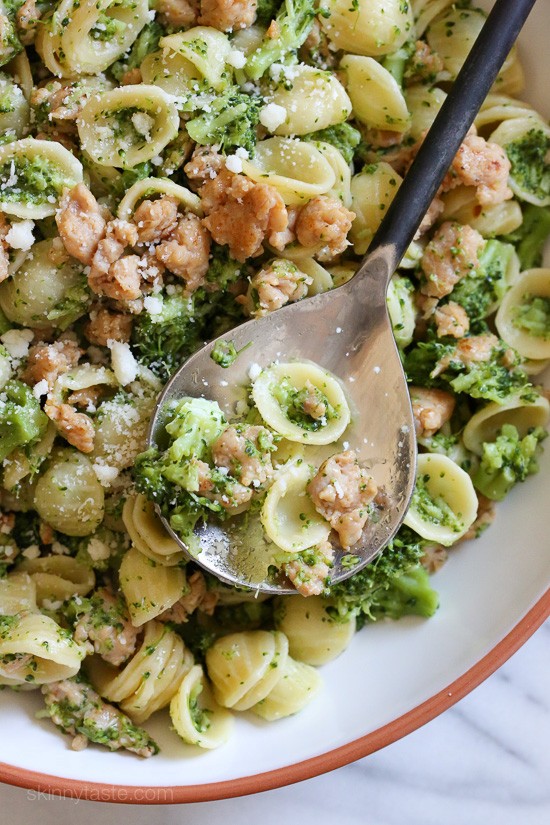Orecchiette pasta with chicken sausage and broccoli