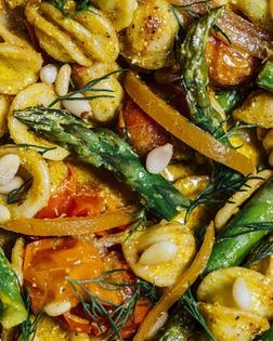 Orecchiette with asparagus & feta