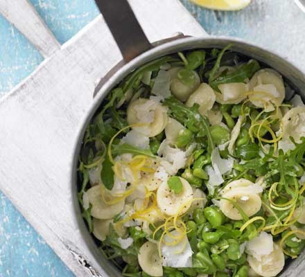 Orecchiette with broad beans and lemon
