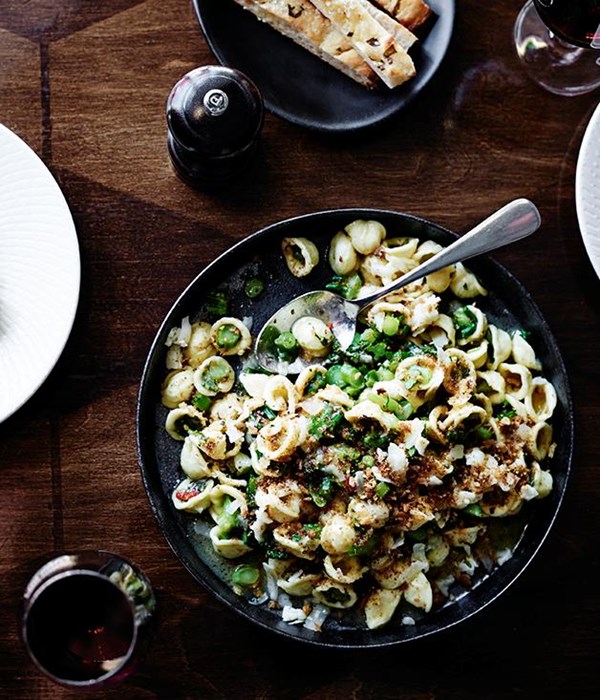 Orecchiette with broccolini, anchovy, garlic, chilli and Asiago