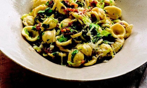 Orecchiette with Brussels sprouts and bacon